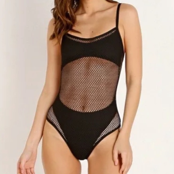 NWT L*Space Black Mesh Madness One Piece Swimsuit (Size 8) - Picture 1 of 9